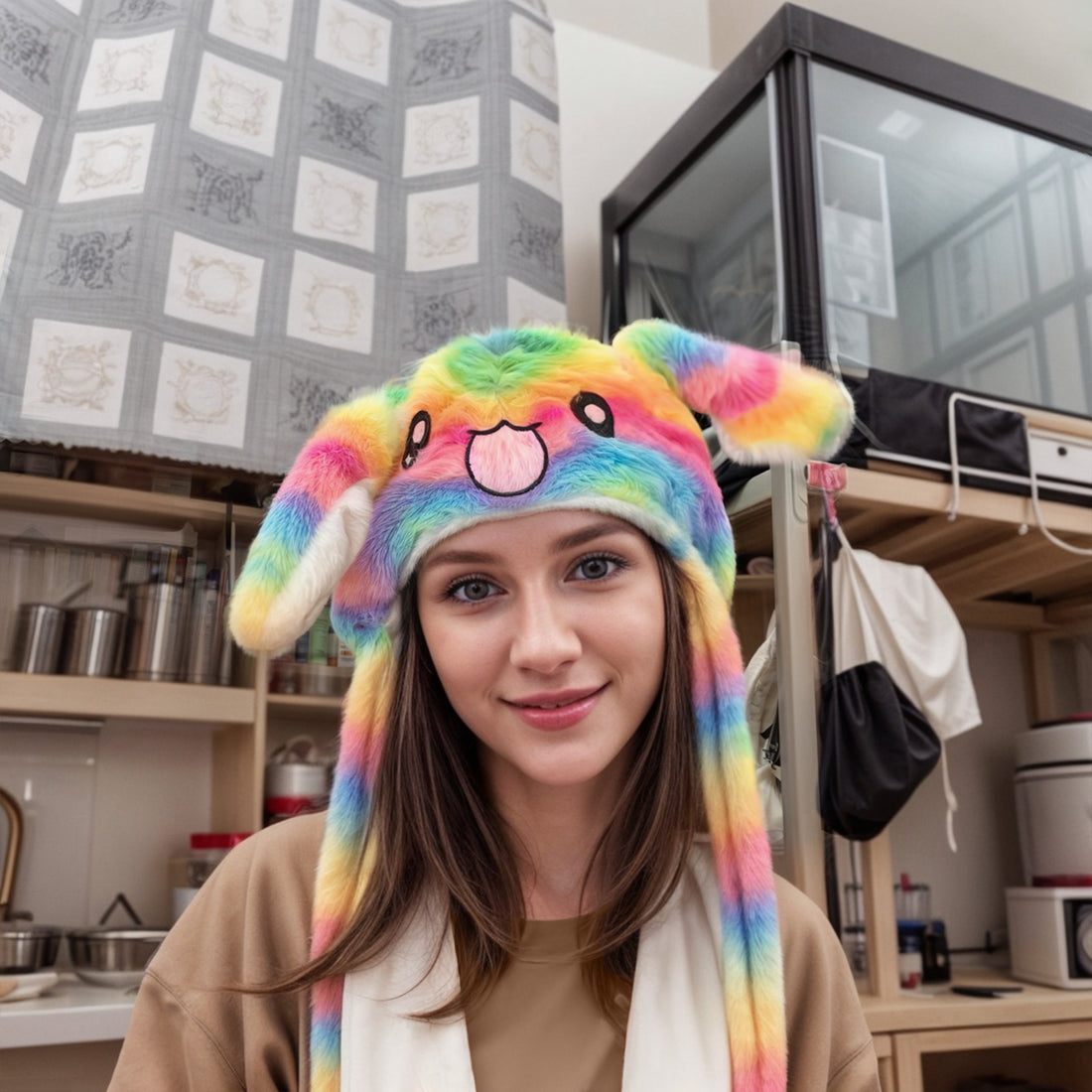 LGBT rainbow long ear press press hat