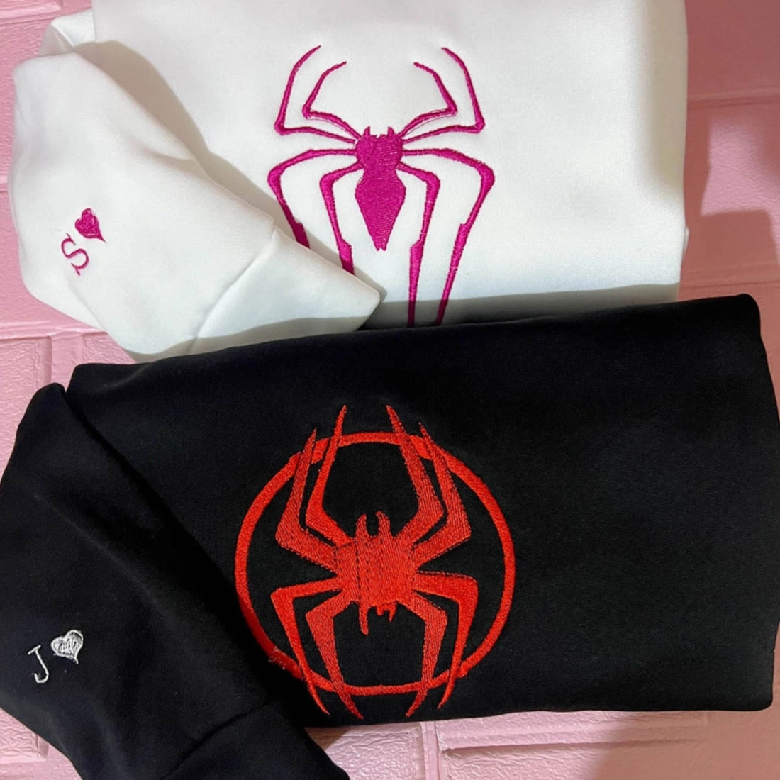 Cute Spider Embroidered Matching Sweatshirt