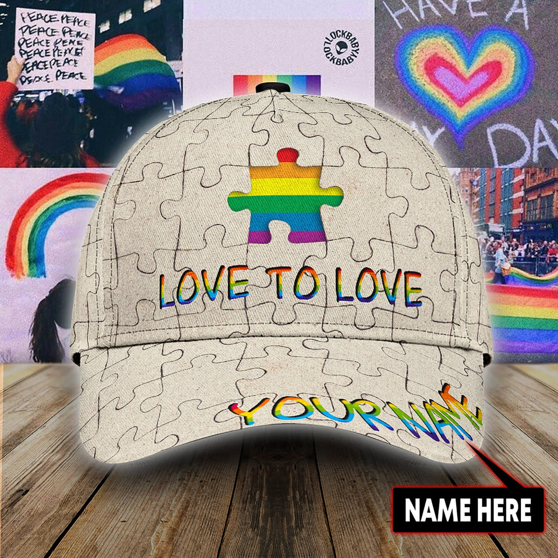 PERSONALIZED LGBT PRIDE LOVE IS LOVE LGBTQ UNISEX CAP