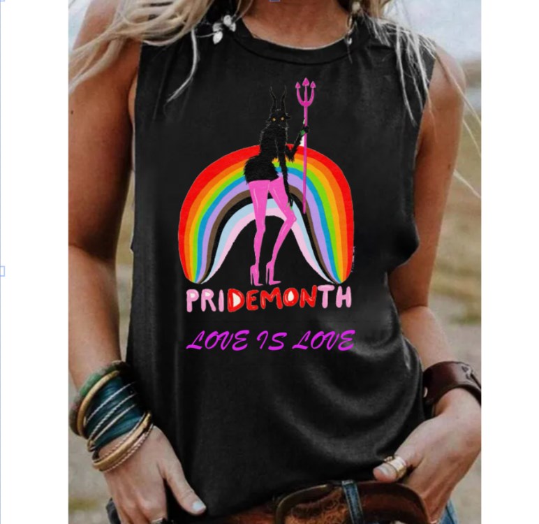 Women's Demon Rainbow PRIDE MONTH crewneck sleeveless top