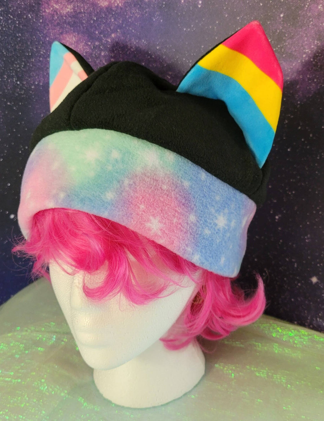 Full-size Sweet Stars Mix and Match Lgbt Cat Ear Fleece Pride Hat