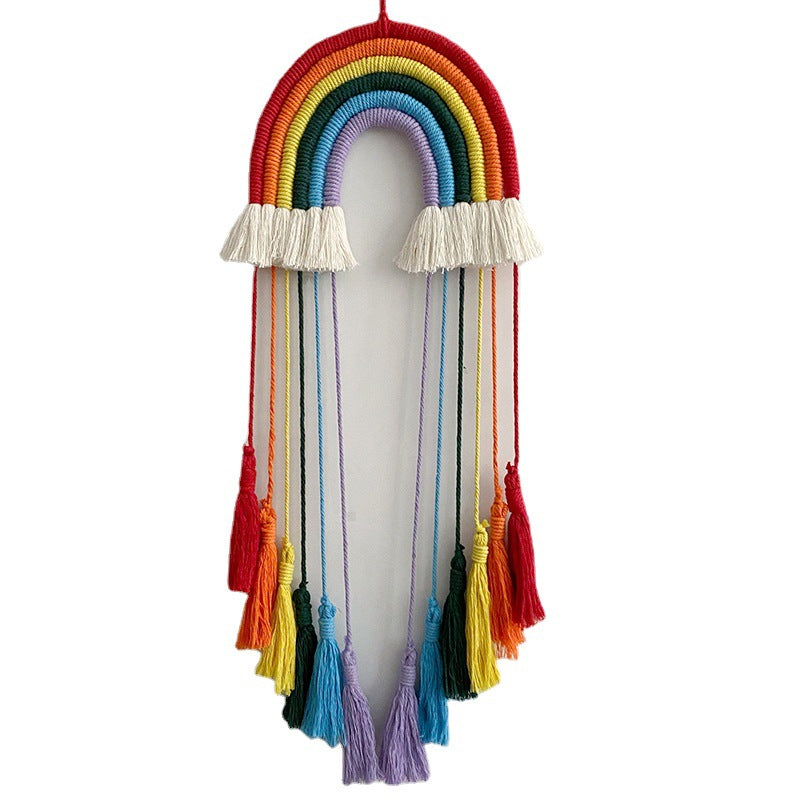 LGBT rainbow hand-woven cotton rope hanging decoration wall decoration home pendant fringe