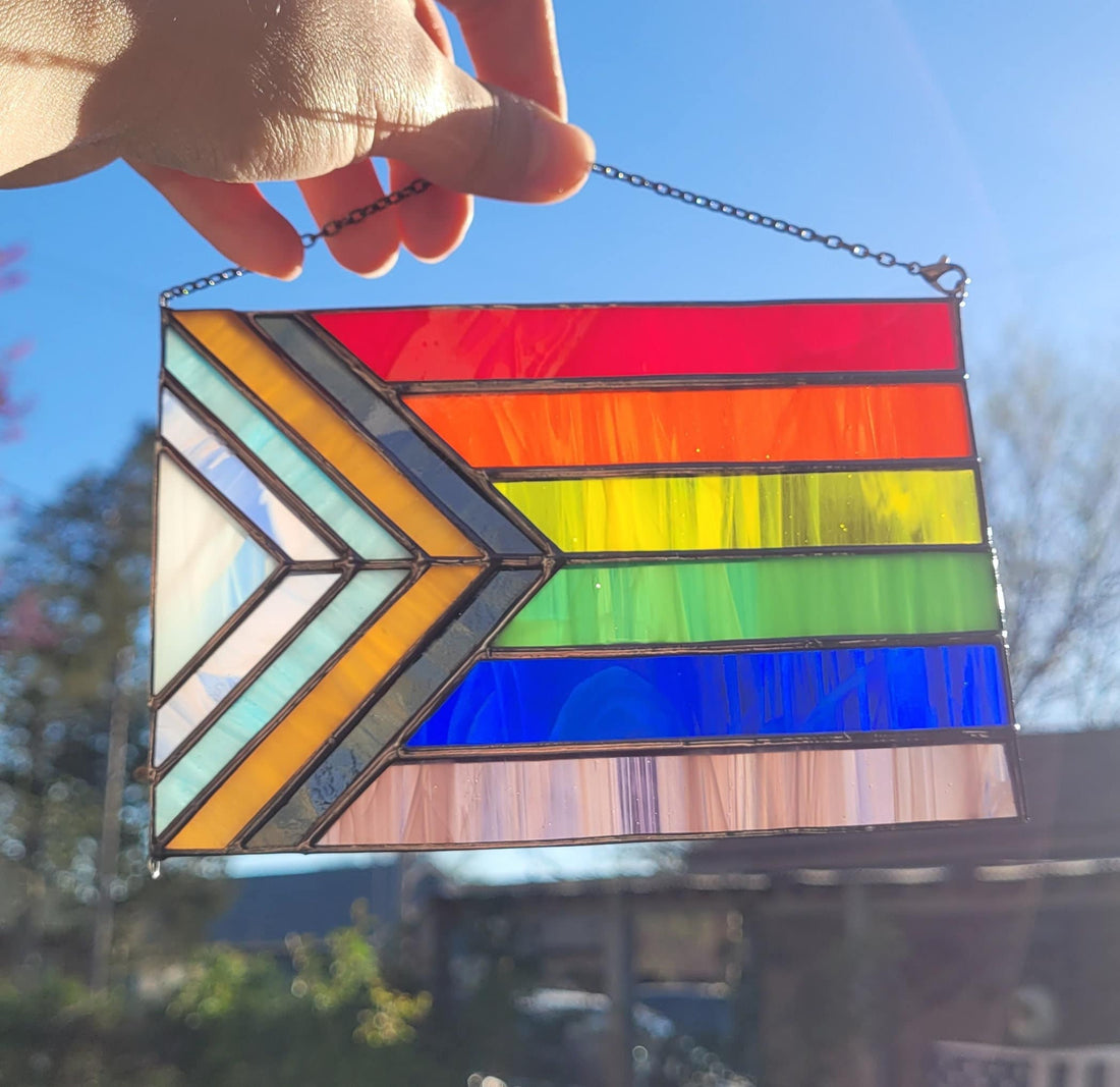 Progress Pride Stained Glass Flag