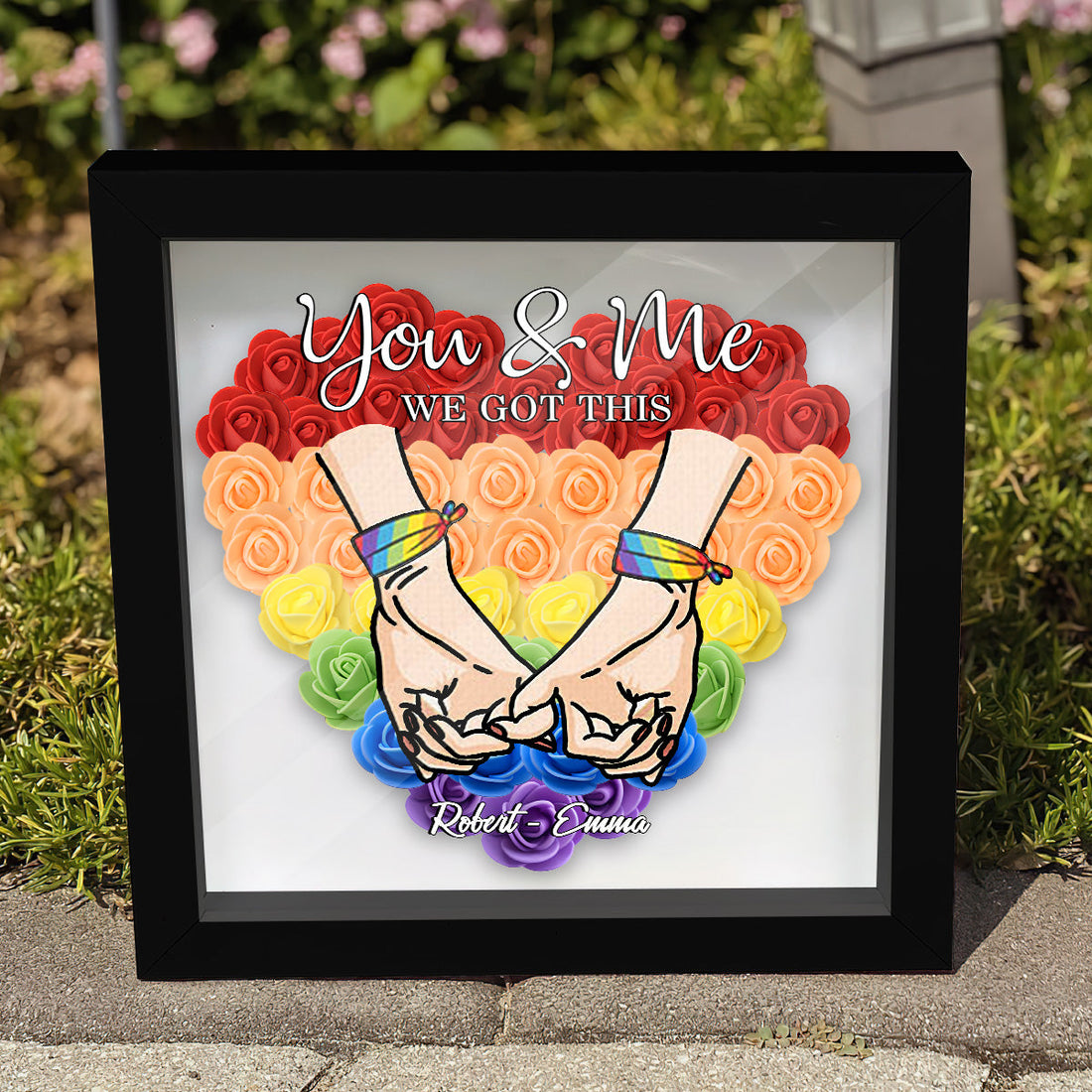 We Got This - Personalized LGBT Support Custom Shaped Flower Shadow Box