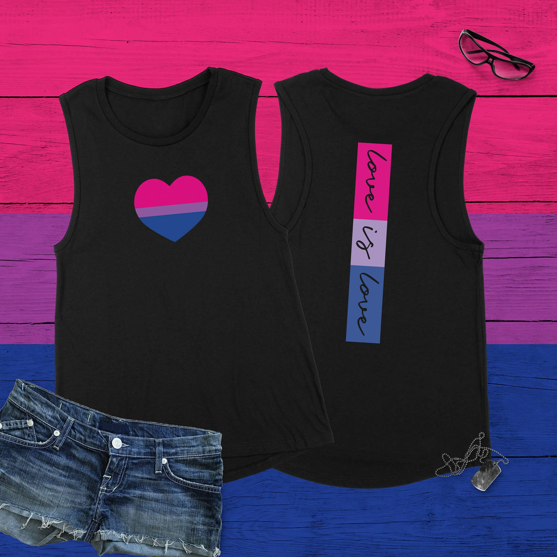 Custom Gay Pride Flag Muscle Tank Top