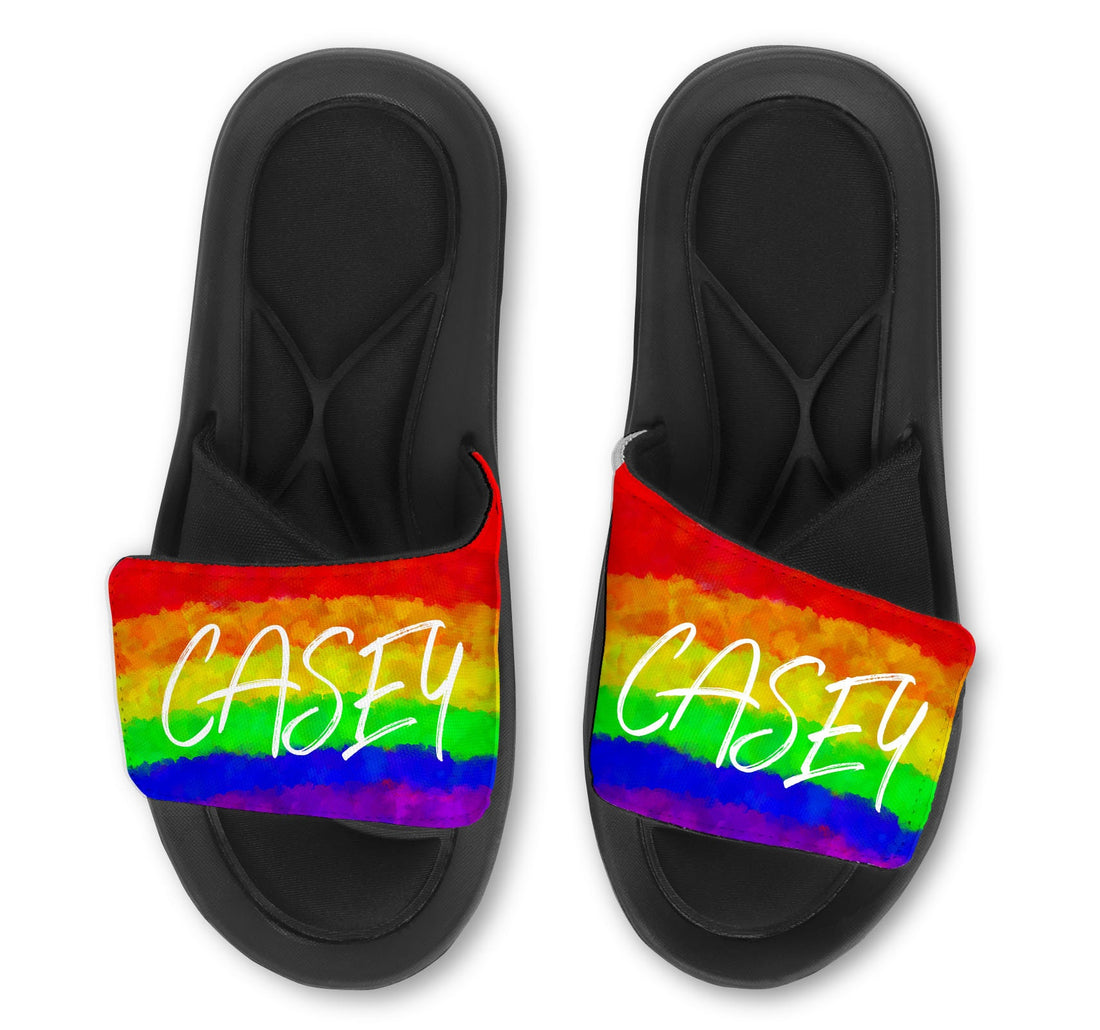 Custom PRIDE slides - custom PRIDE sandals - Personalized with your name!