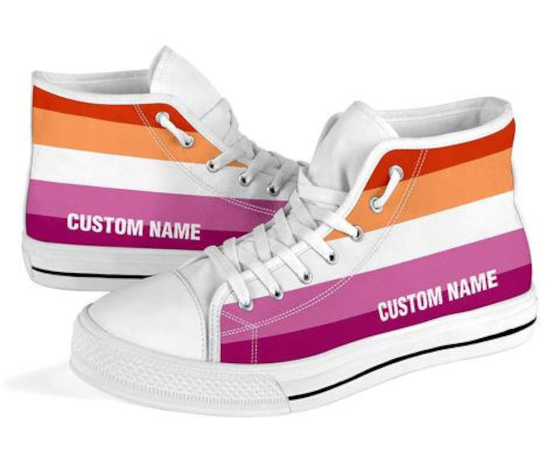 Lesbian Custom Name High Top Sneakers / Lesbian Custom Print Trainers Shoes / Lesbian High Top Shoes / Lesbian Gift