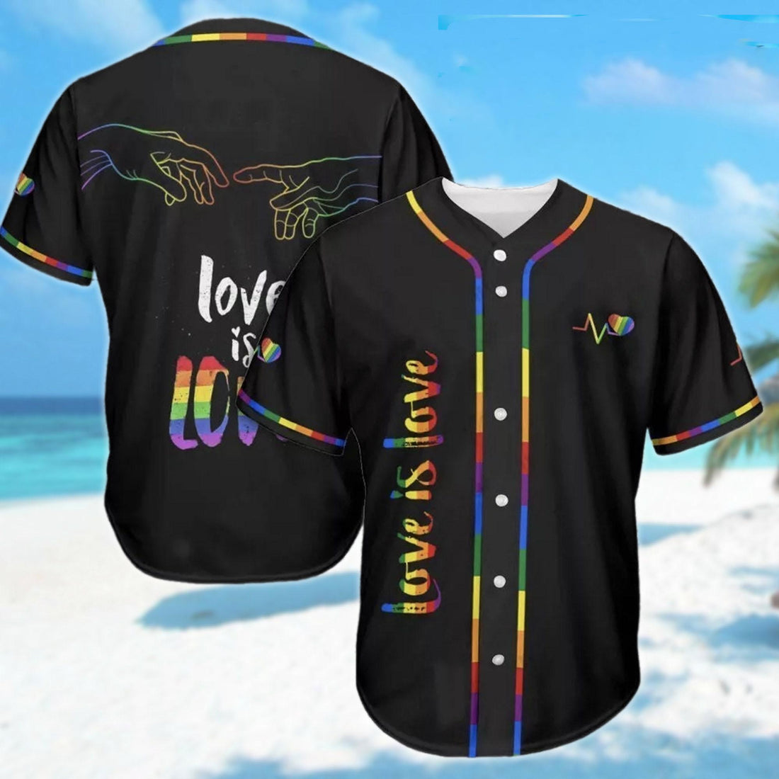 Custom Rainbow Hand Pride Baseball Jersey