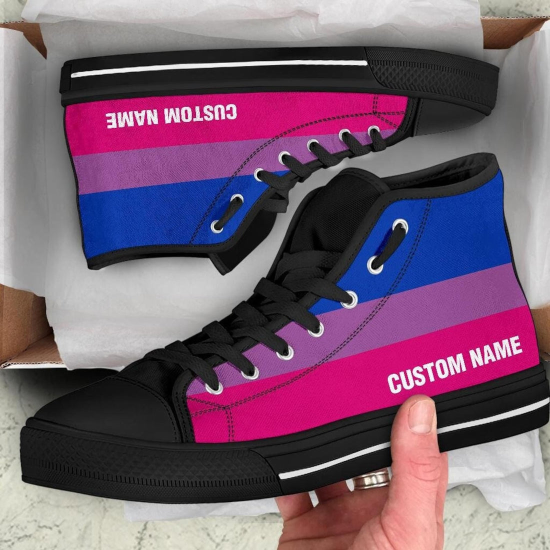 Bisexual Custom Name High Top Shoes / Bisexual Custom Print Shoes / Bisexual Custom Name High Top Sneakers / Bisexual Gift