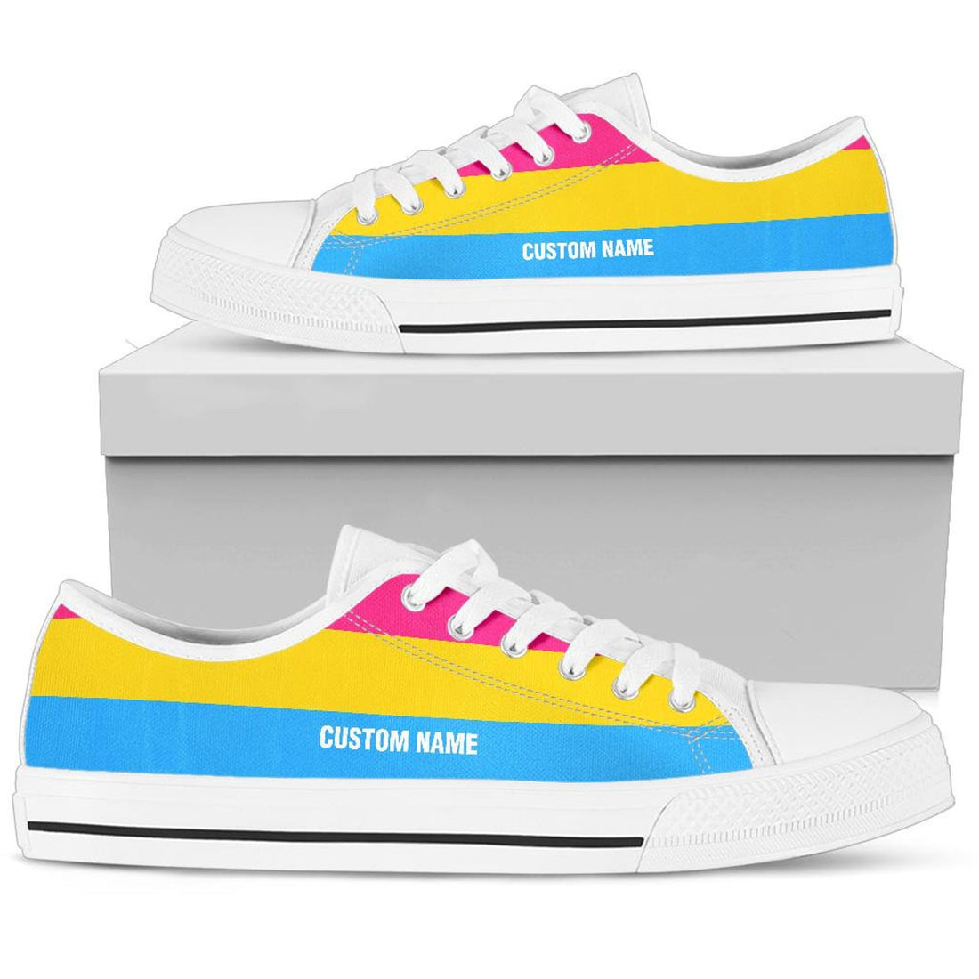 Pansexual Flag Custom Name Sneakers / Pansexual Low Top Shoes / Pansexual Low Top Sneakers / Pansexual Custom Print Shoes