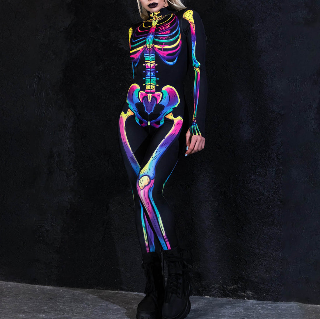 Skeleton Costume with Rainbow Bones, Halloween Skeleton Costume for Women, skeleton bodysuit, skeleton catsuit, LGBT Halloween costume