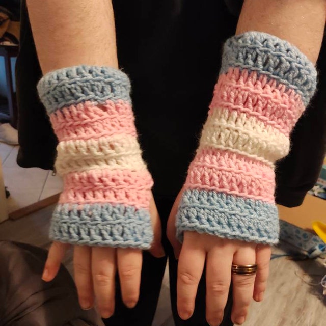 Transgender Pride Fingerless Gloves