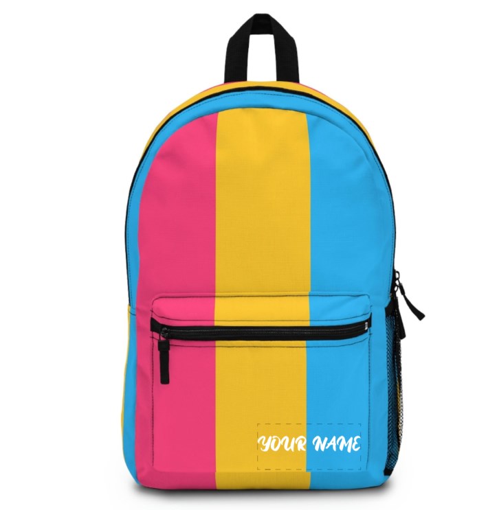 Pansexual backpack; Pan flag traveling bag; Pan pride laptop bag; LGBTQ pride parade travel bag; Pansexual queer gifts