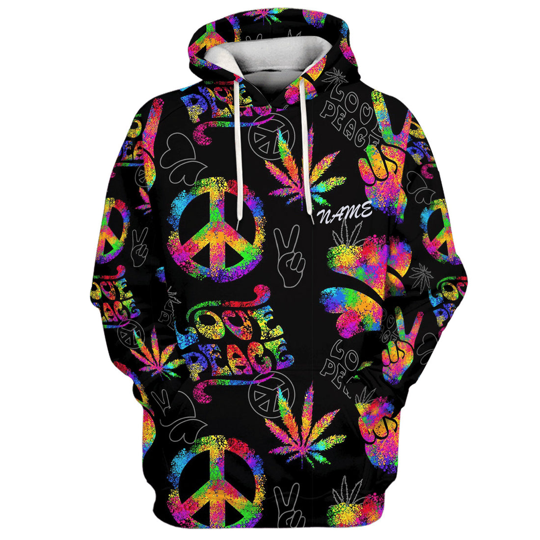 Hippie Love Peace Sign Finger - Hoodie For Men, Women