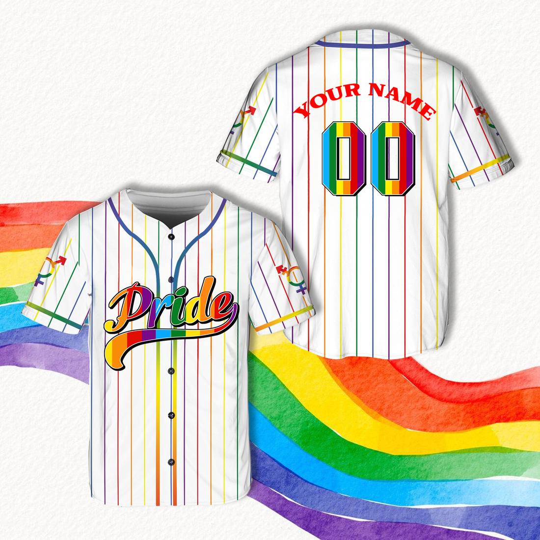 Custom Pride Striped Baseball Jersey