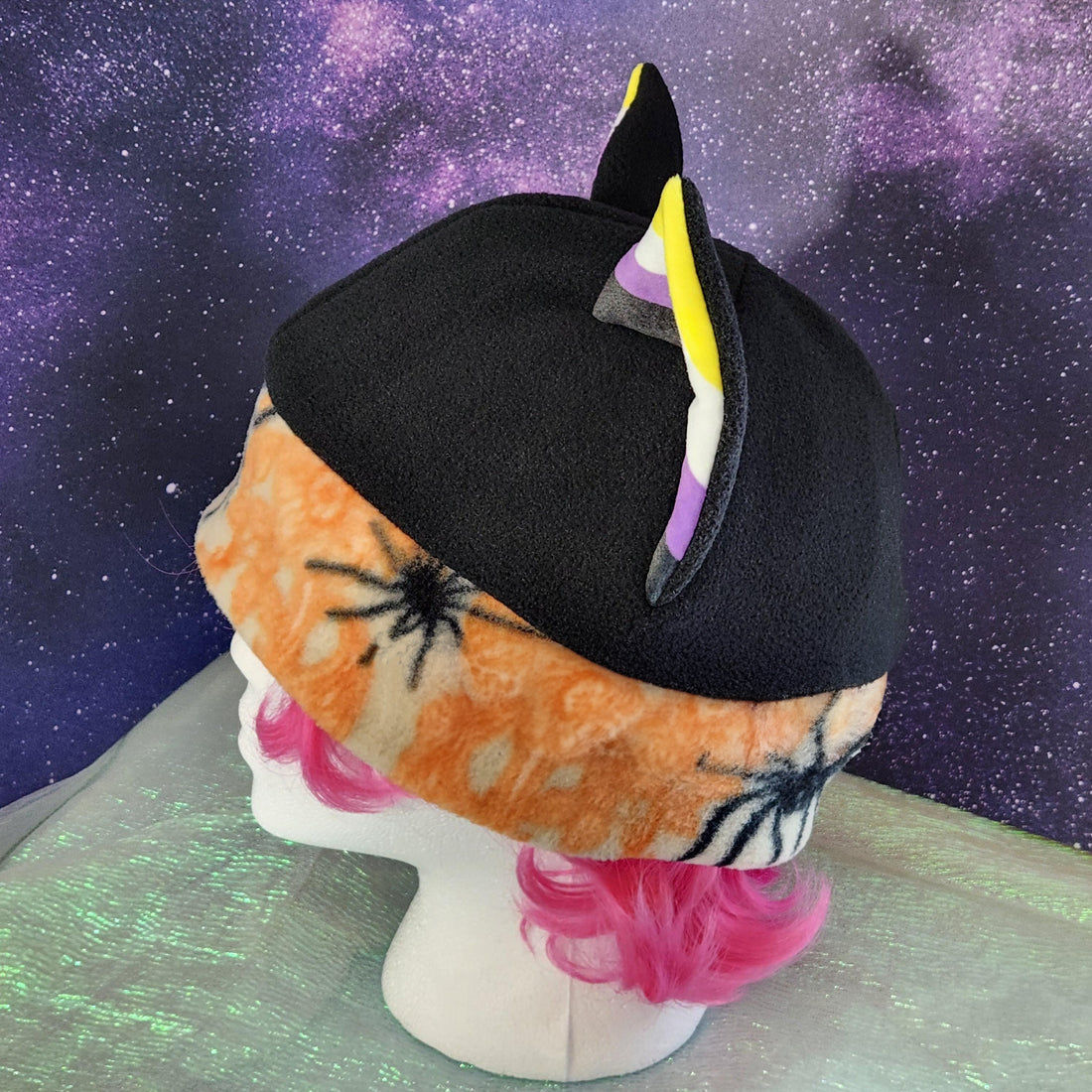 Full-size Spooky Spiders Mix and Match Cat Ear Fleece Pride Hat - More Flags In Listing