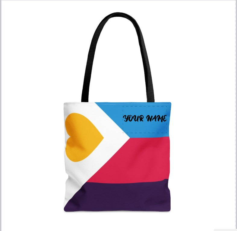 Polyamory tote bag; Tricolor polyamorous flag bag; New polyam pride tote; Poly pride shoulder bag; Gift for throuples