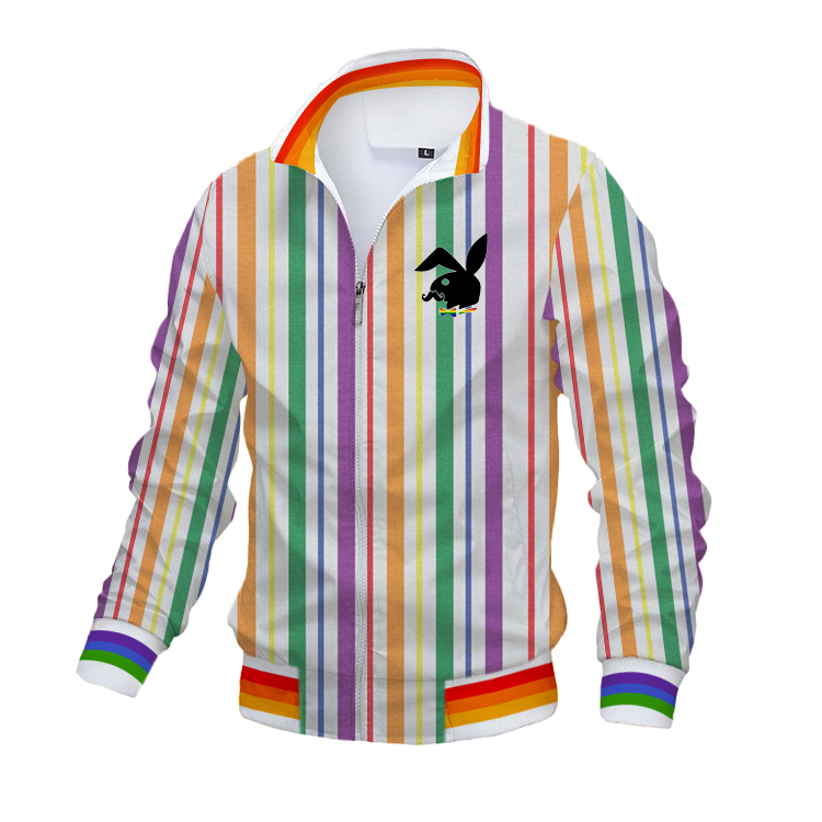 Custom Rainbow Striped Flight Jacket