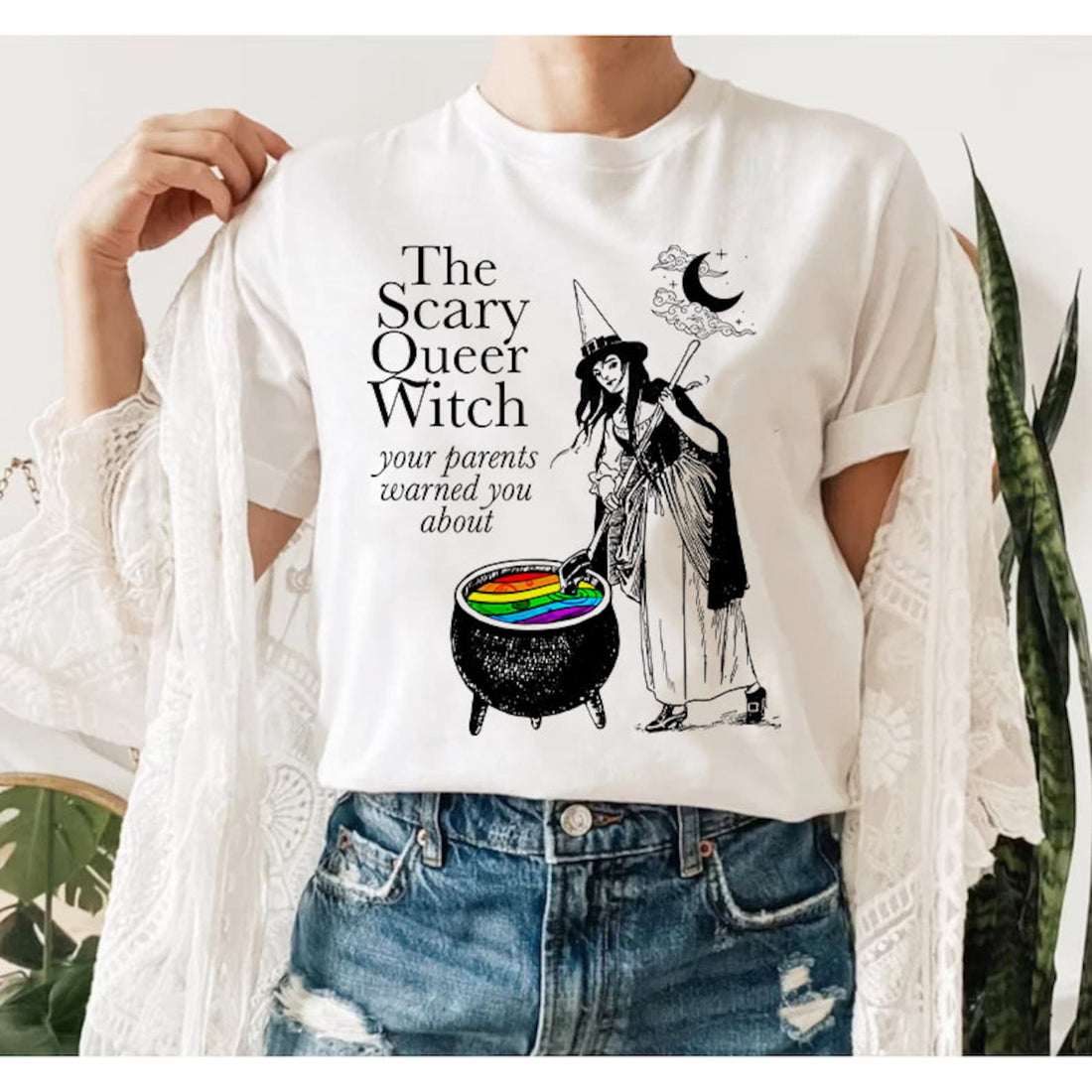 The spooky lesbian witch the media warned you about shirt | vintage lesbian shirt | lgbtq pride shirt | halloween lesbian | queer pride wlw