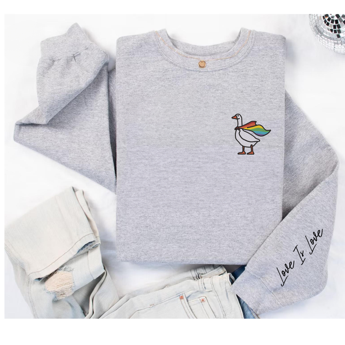 Embroidered Rainbow Goose Hoodie - Personalized Customization