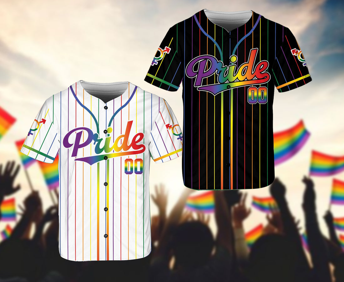 LGBTQ Baseball Jersey  Rainbow Matching Game Day