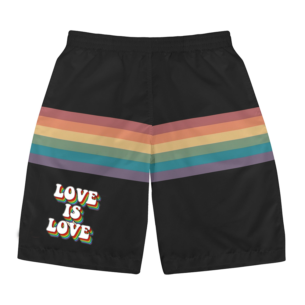 Vertical Stripe Rainbow Gay Pride Tan Jersey Shorts