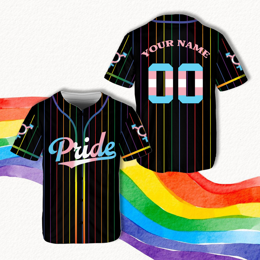 LGBT custom pride striped baseball jersey