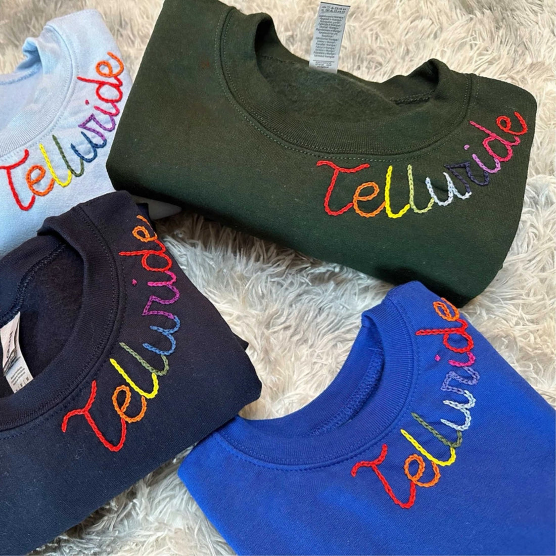 Custom Rainbow Hand Embroidered Name Sweatshirts