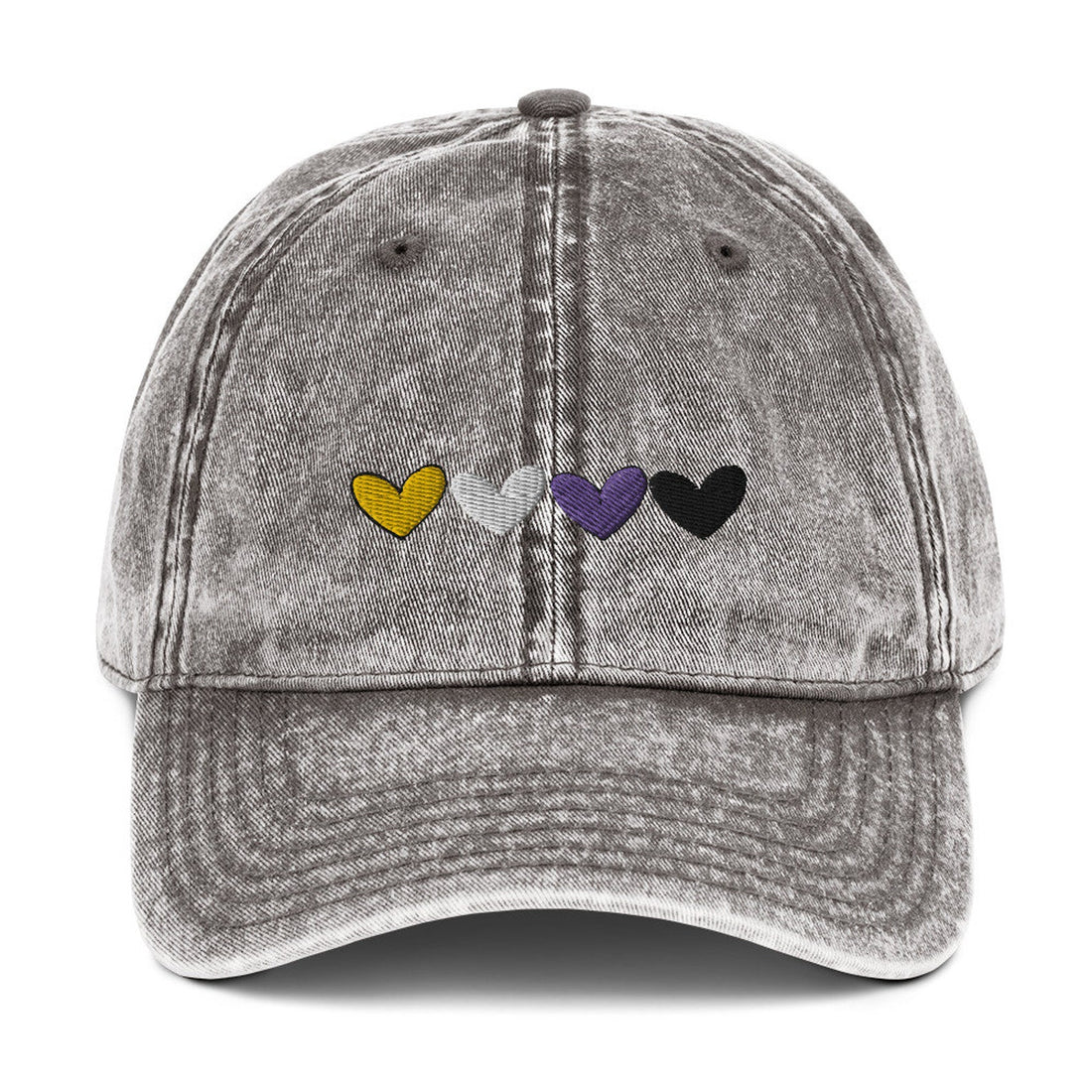 Custom Flag Hearts Pride Denim Dad Hat