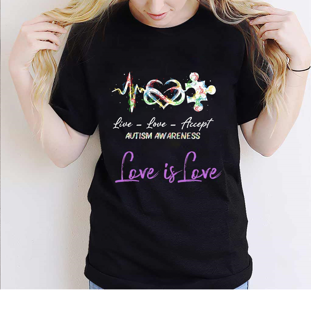 LIve -  Love - Accept  Autism Aw Areness -  Custom Pride Top