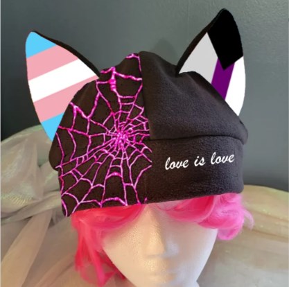 LGBT flag Red spider web Full size mixed and matched cat ear wool pride hat