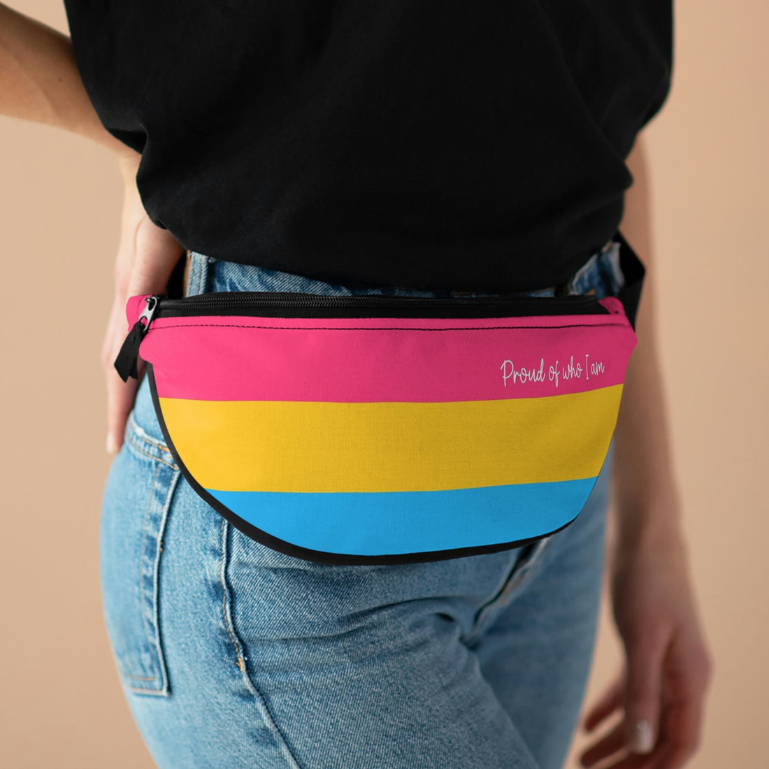 Pansexual fanny pack; Pan pride flag crossover bag; LGBTQ visibility travel waist bag; LGBT awareness merch for him her or they