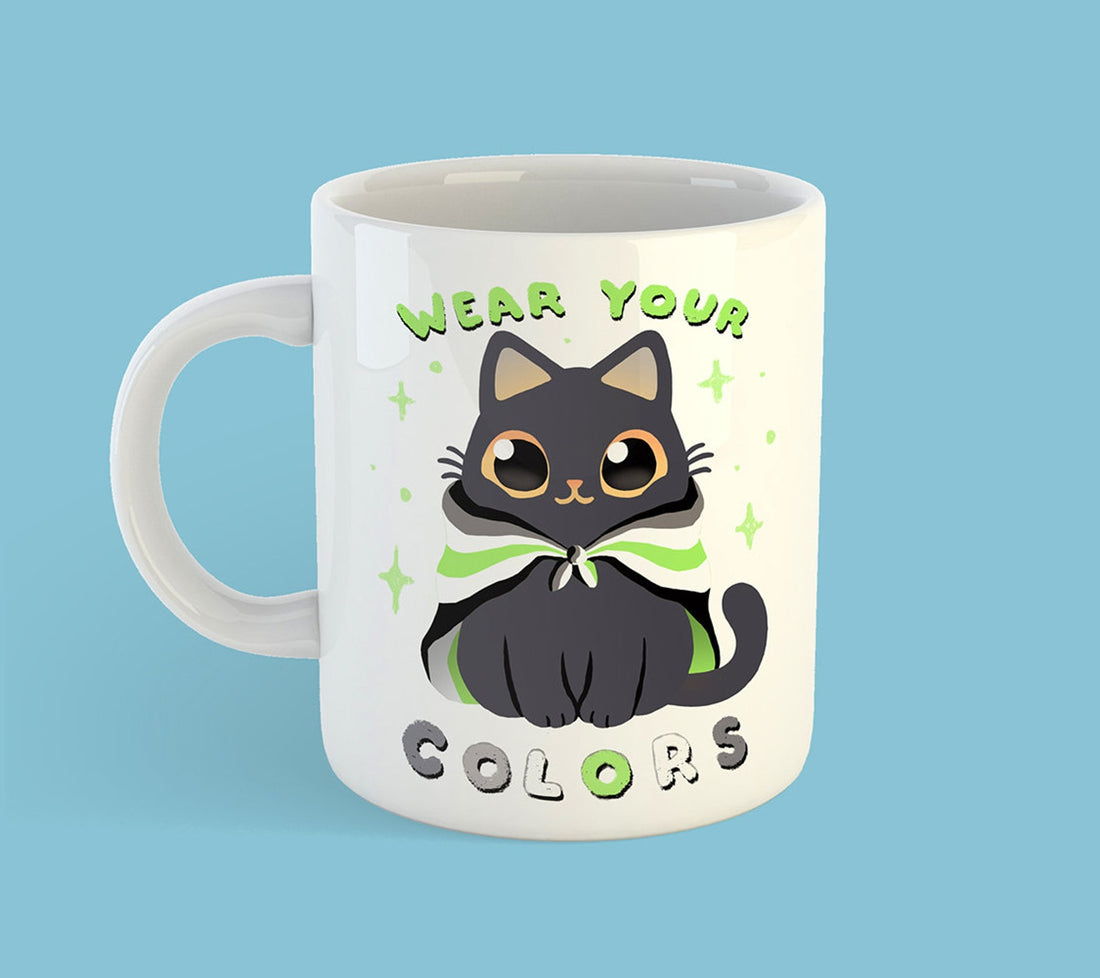 Pride Flags Cat LGBTQ Ceramic Mug - Custom Flag - Gay - Lesbian - Trans - Bisexual - Asexual - Pansexual - Agender - Nonbinary