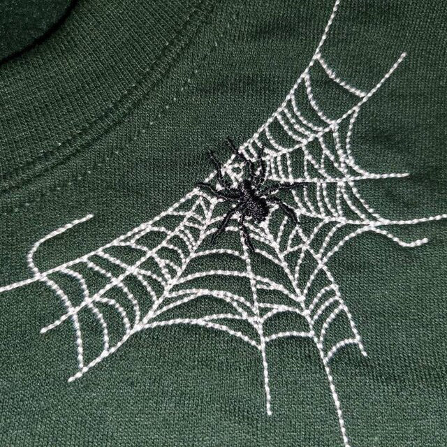 Spiderweb Halloween Embroidered Crewneck