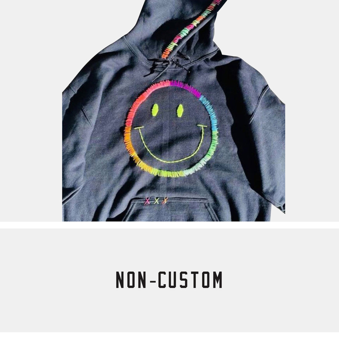 Hand Stitched Happy Neon Vibes Hoodie