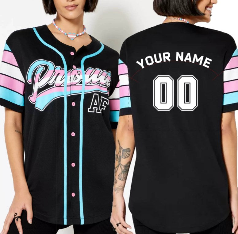 Proud AF Transgender Pride Baseball Jersey