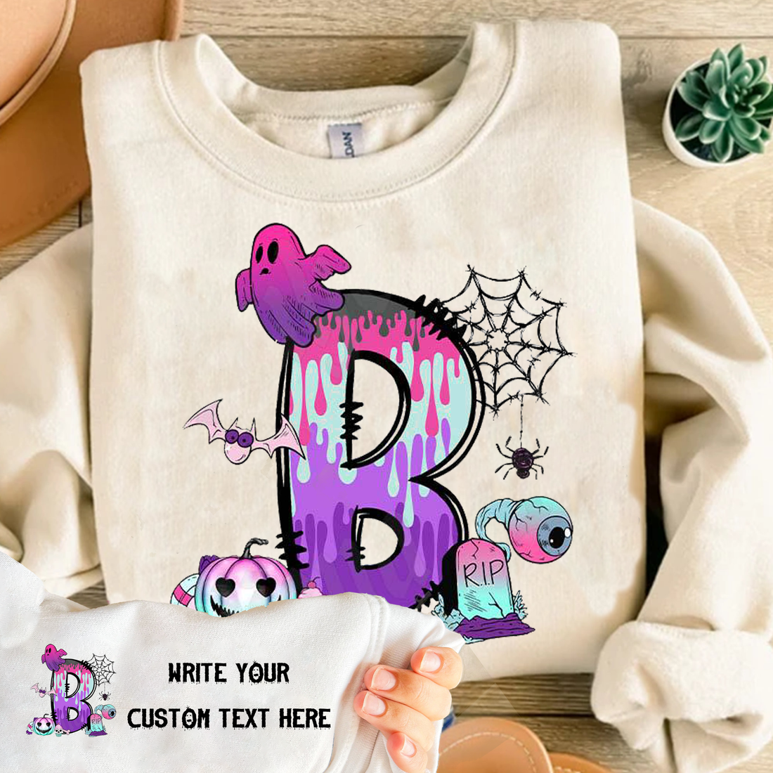 Custom Text And Initials - Halloween Letter Hoodie