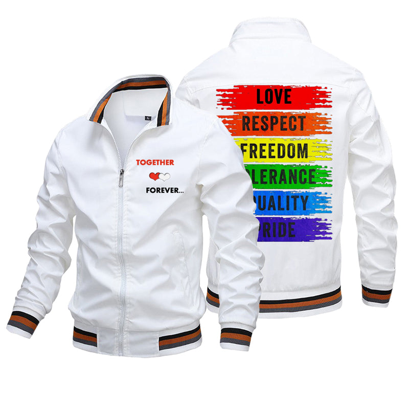 love Respect Freedom Tolerance Eouality Pride Flight jacket