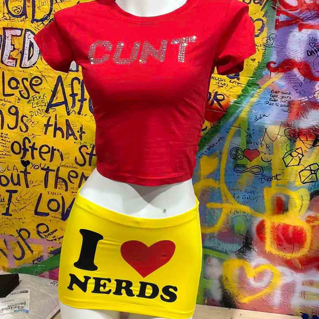 I Love Nerds Y2K Mini Hip Skirt