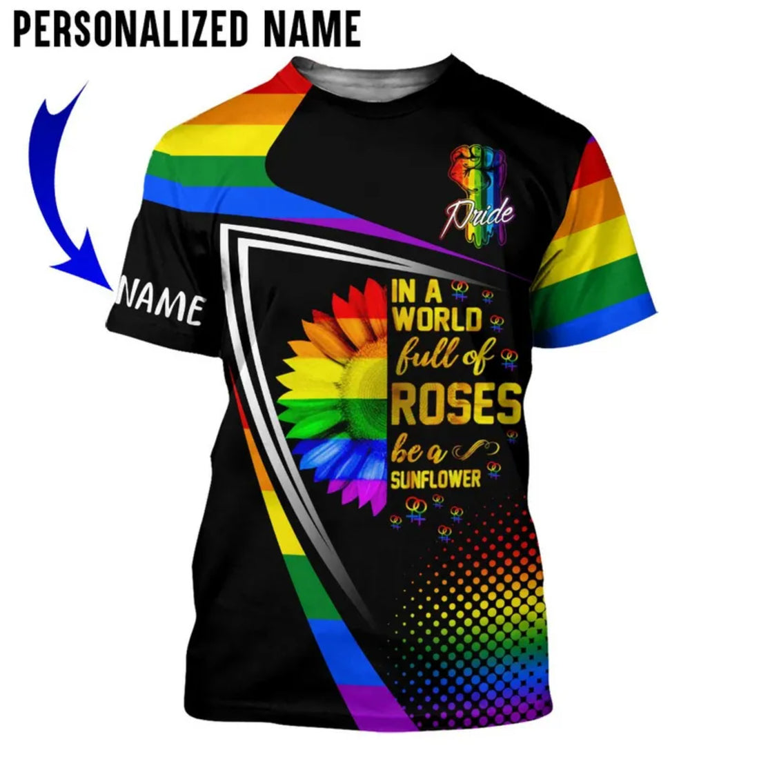 Personalized Pride 3D Shirt, Sunflower Pride T Shirt For Pride Month Trending 2024 Product Design By Alwaysky Fashion