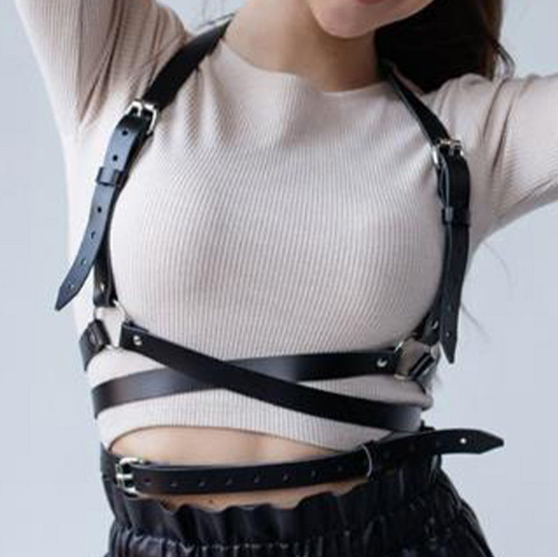 Punk boob belt Fashion wear with body chain leather belt