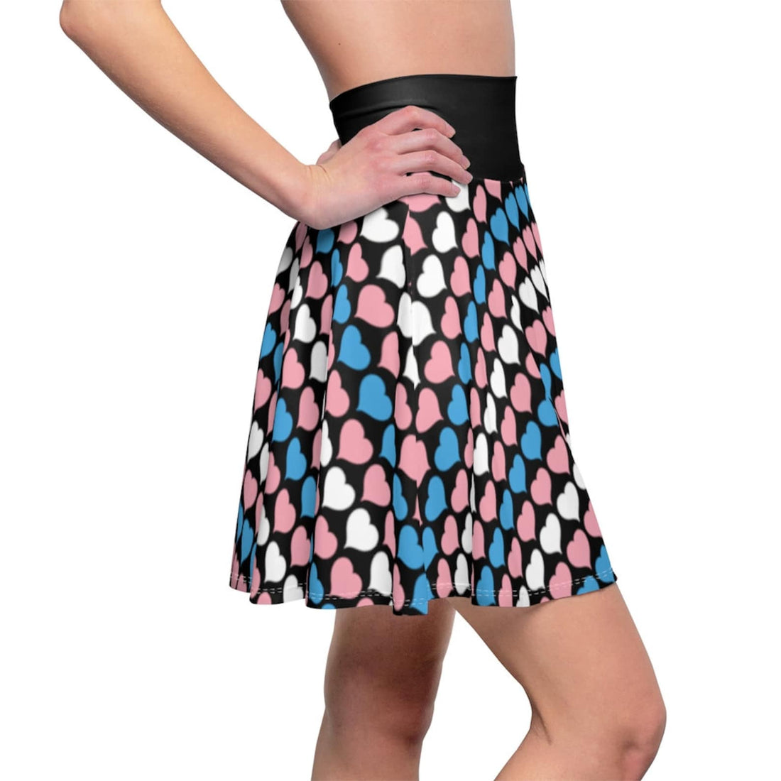 Transgender Pride Skater Skirt | Trans Flag Heart Pattern Skirt | Pride month Skirt | High Waist Flowy Flared skirt