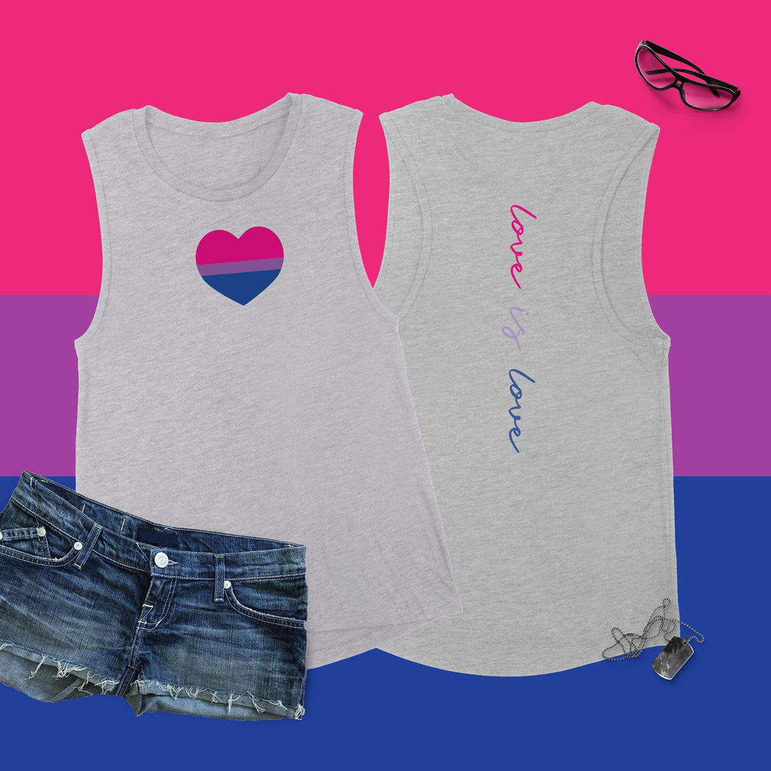 Bisexual Pride Flag Jersey Custom Muscle Tank