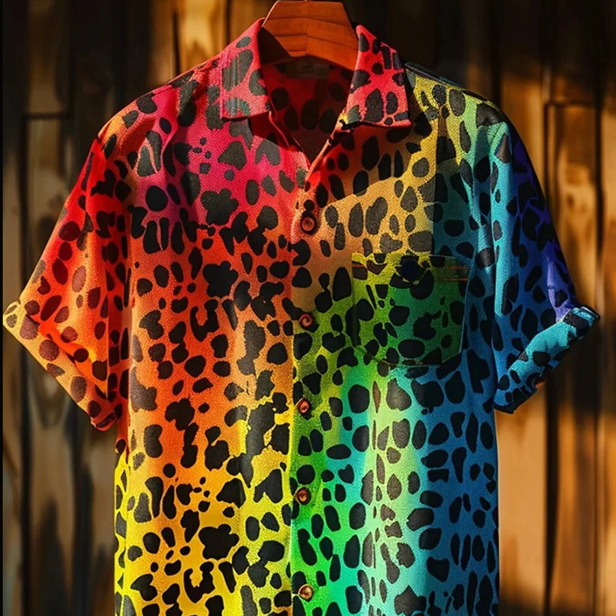 LGBT Gay Rainbow Gradient Spots Leopard Print Art Print Casual shirt