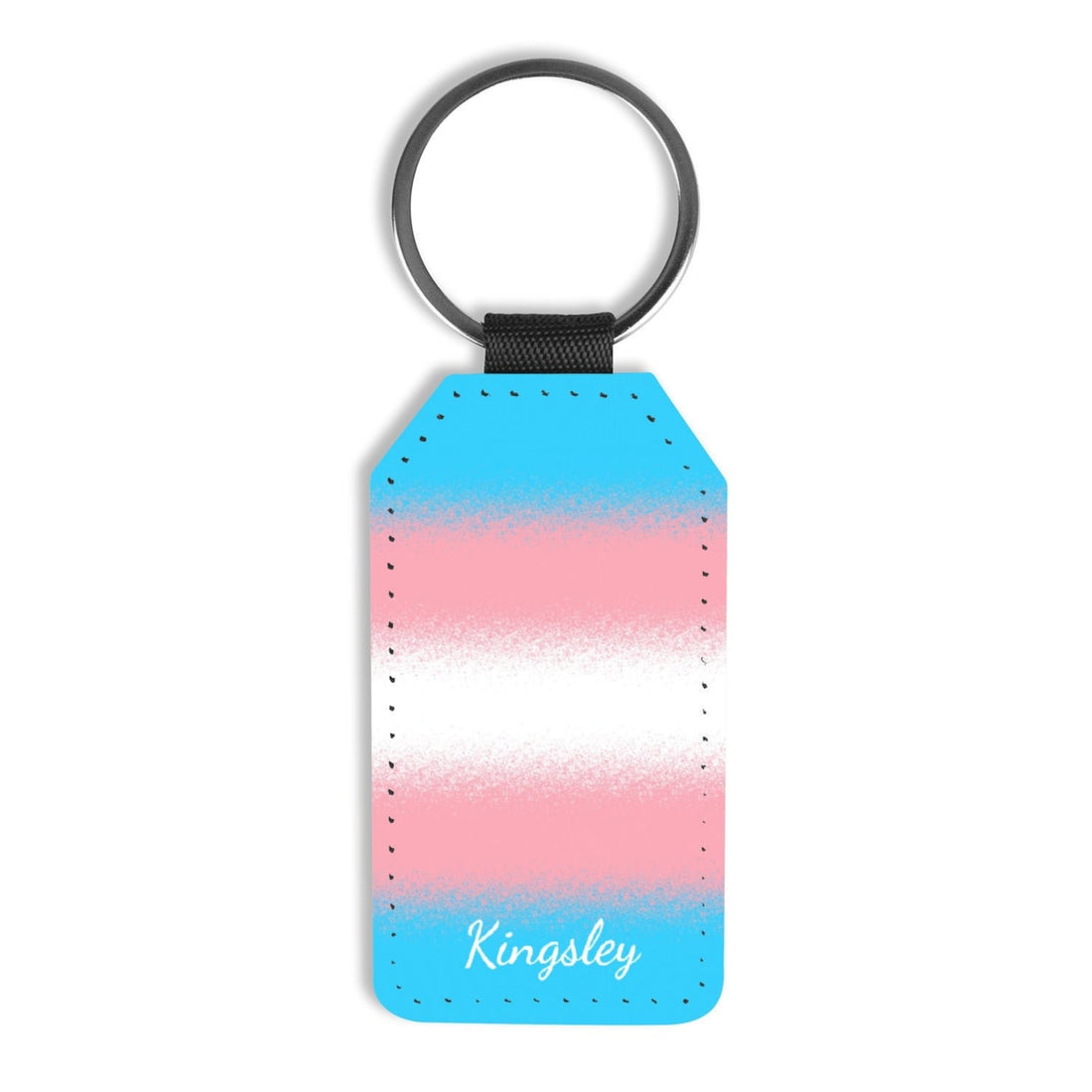 Personalized transgender keychain; Custom name trans pride flag keyring;