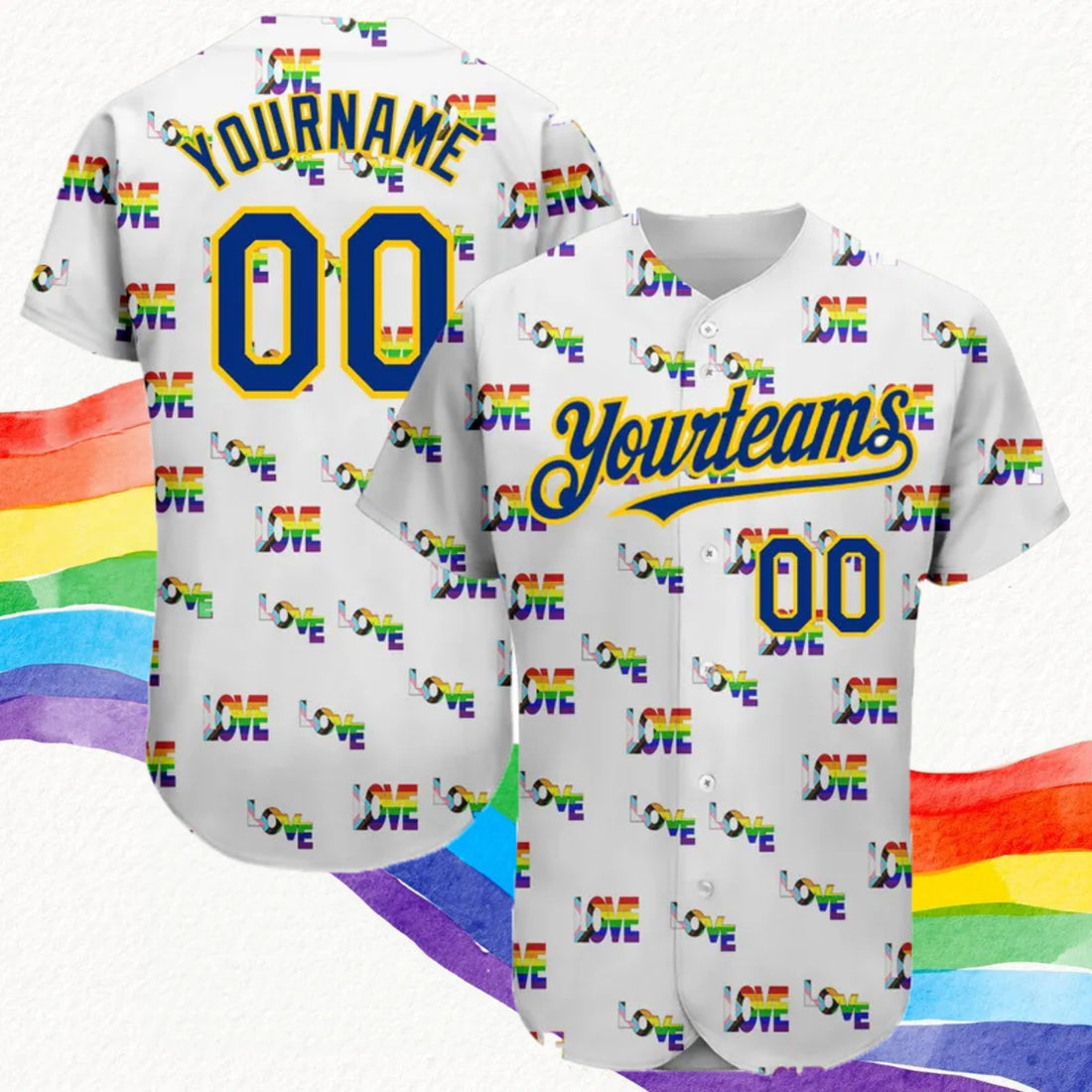 Custom Rainbow For Pride Love Is Love Baseball Jersey