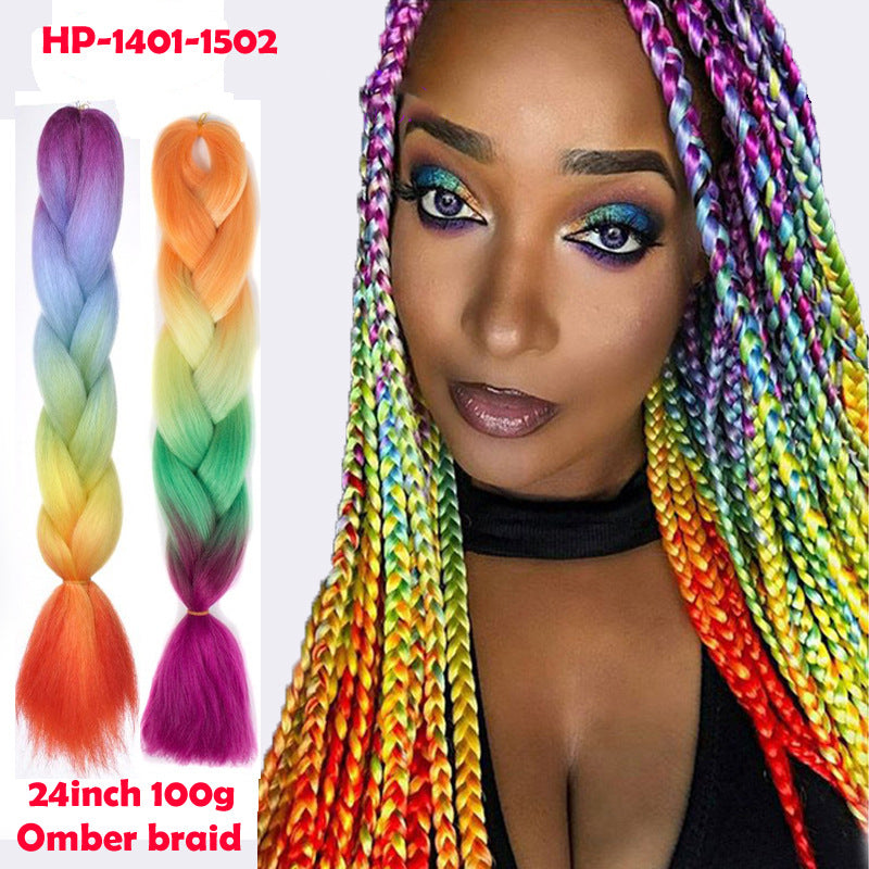 Wig Long straight hair four colors big braid dreadlocks Omber jumb braid hair