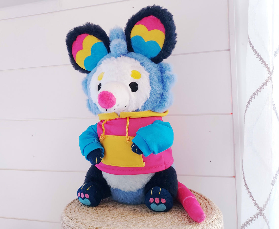 Rainbow Softs Pansexual Possum -- Snuggle Paws LGBTQ+ Pride Plush for anxiety, PTSD, comforting plush for bedtime