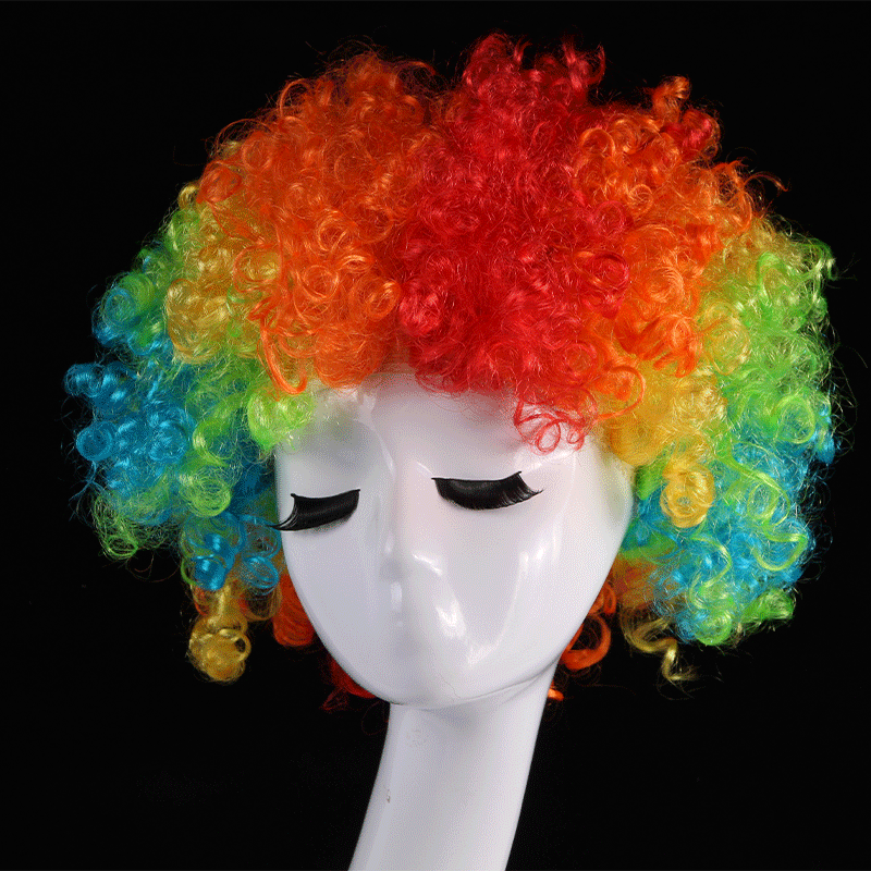 Colorful fan hair LGBT party supplies Festive seven-color wigs Funny clown wigs exploding headsets