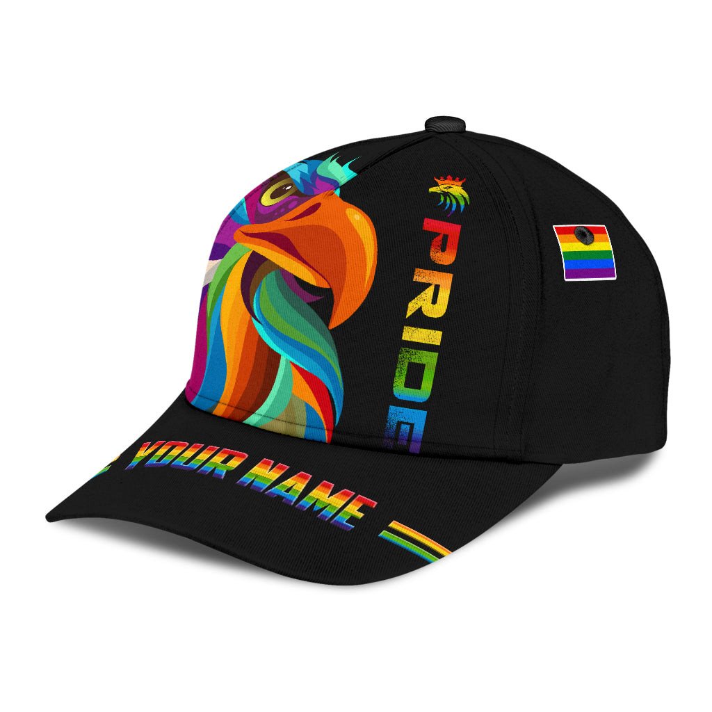 PERSONALIZED LGBT EAGLE PRIDE LGBTQ FLAG BLACK 3D CLASSIC CAP